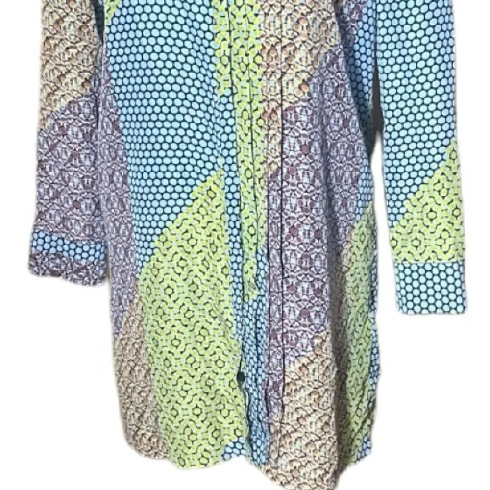 Kate Spade Saturday Long Sleeve Button Front Multi Color Silk Dress Size XS 📦